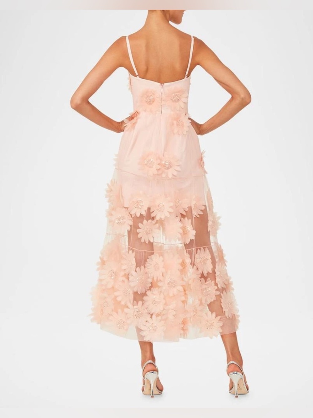 Helsi Exclusive Audrey 3D Floral Midi Dress in blush Size XS NWT - Picture 3 of 8